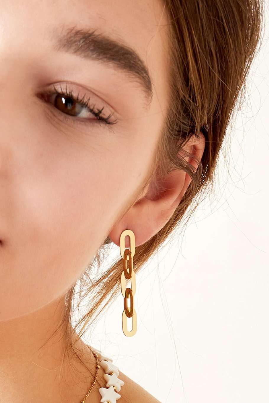 stainless steel earrings linked chain  Picture3